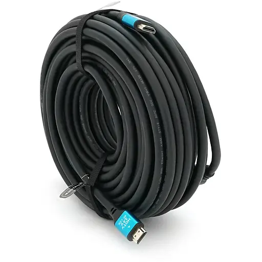 Кабель Merlion HDMI-HDMI 4Kx2K Ultra HD, 25.0m, v2,0, круглий Black, коннектор Blue, Blister-box, Q10