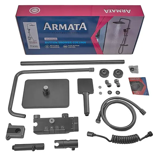 Душевая система Armata BCS-009-J graphite с кнопочным переключателем 4 режима CH6509, Графит - фото 9
