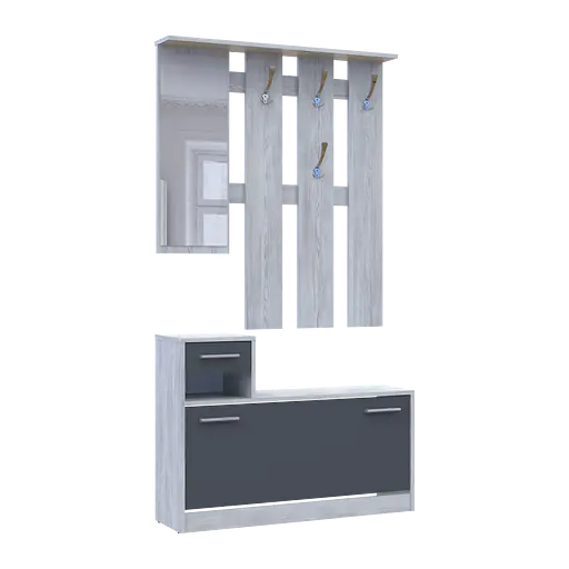 Прихожая Doros Alice Сосна Натти/Графит 1 зеркало 100х25х182.9 (44900365) - фото 3