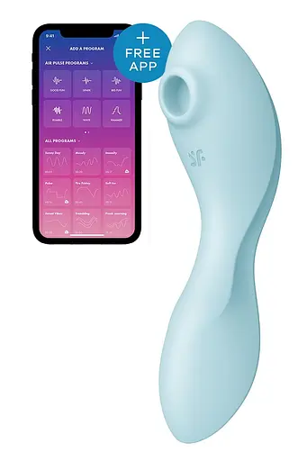 Вакуумний стимулятор клітора з вібрацією Satisfyer Curvy Trinity 5+ блакитний - фото 2