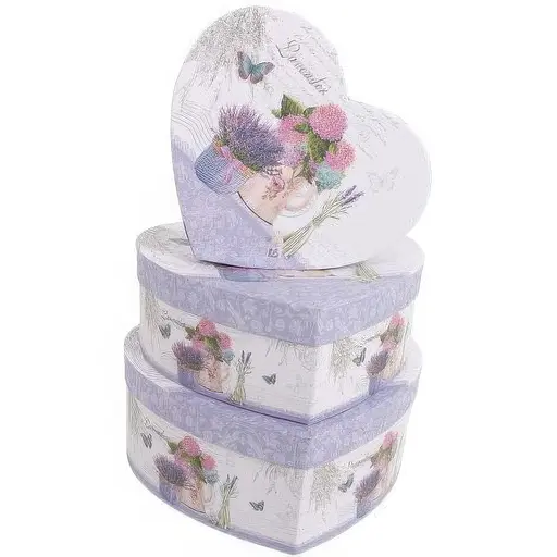 Набір подарункових коробок UFO 3366-SY342 Laavander Heart 3 шт. (3366-SY342 Набор 3 шт LaAVANDER HEART серд.)