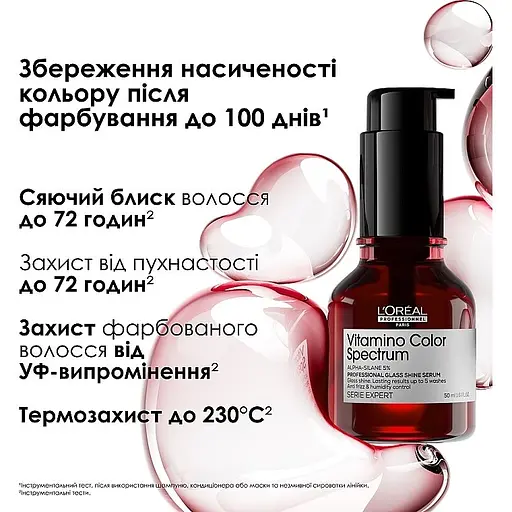Сироватка L'Oreal Professionnel Vitamino Color Spectrum Glass Shine для сяючого блиску та збереження 5 вимірів колірного спектру після фарбування волосся незмивна 50 мл - фото 2