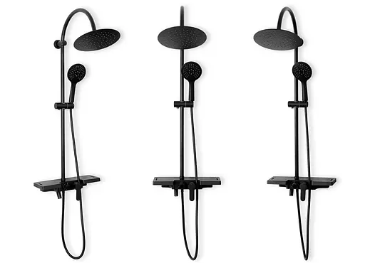 Душова система Rea Vigo чорний матовий з полицею REA-P7001, Чорний матовий - фото 2