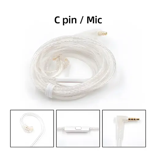 Кабель для навушників KZ AUX 3.5 mm C PIN (ZSN/ZSN PRO/AS16/ZSN PRO-X/DQ6/ZAX/ZEX/EDS) з мікрофоном (Білий) - фото 2