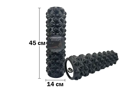 Масажний ролик EasyFit Grid Roller Extreme 45 см Чорний (EF-2051-BK) - фото 3