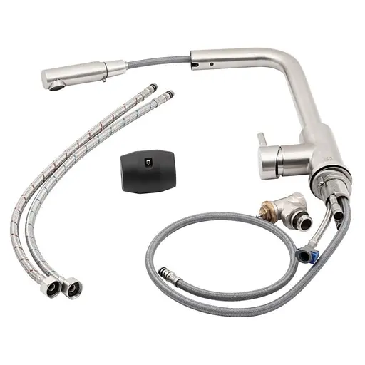 Змішувач для кухні з висувним виливом Lidz (NKS) 12 32 015FL-13 Никель - фото 8