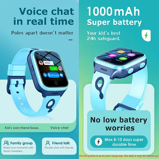 Наручные смарт-часы детские K9 с функцией телефона 4G и GPS / WiFi Blue (16414) - фото 5