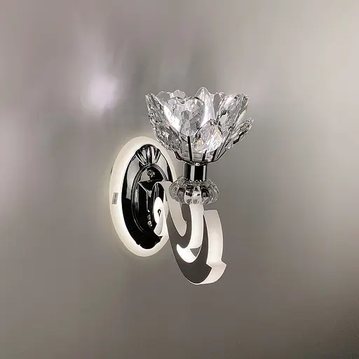 Бра в хромовому корпусі із кришталевою квіткою Line F 86529/1 CH - фото 3