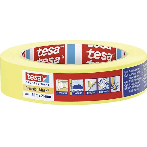 Стрічка малярна Tesa +150°C 8 міс. 50 м х 9 мм жовта