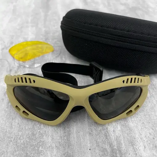 Тактические защитные очки маска + 3 линзы (Койот) - фото 3