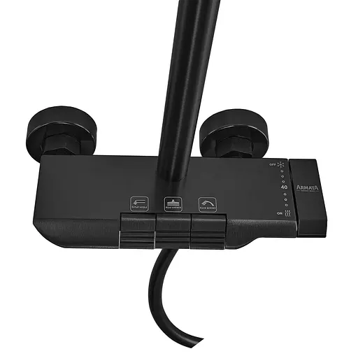Душева система Armata BCF-009-J Black з кнопковим перемикачем 3 режими CH6506, Чорний матовий - фото 7