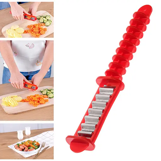 Ніж для фігурного нарізування овочів, картоплі, сиру фігурний ніж 20 см, Master Class Червоний 84464 - фото 2