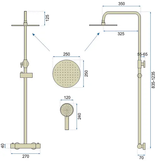 Душова система Rea Vincent L.gold золотий REA-P8005, Золотий - фото 6