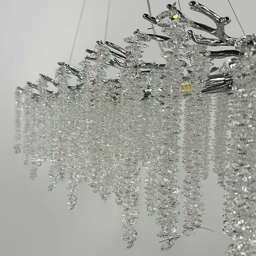 Удлиненная изящная серебряная люстра с хрустальными подвесами в корпусе 100 см | Ст. 33001-L1000*400 CH | Line F - фото 4