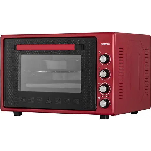 Печь электрическая Ardesto 70 л, 2000 Вт, механич., двойное стекло, вертел, малиновый - фото 1
