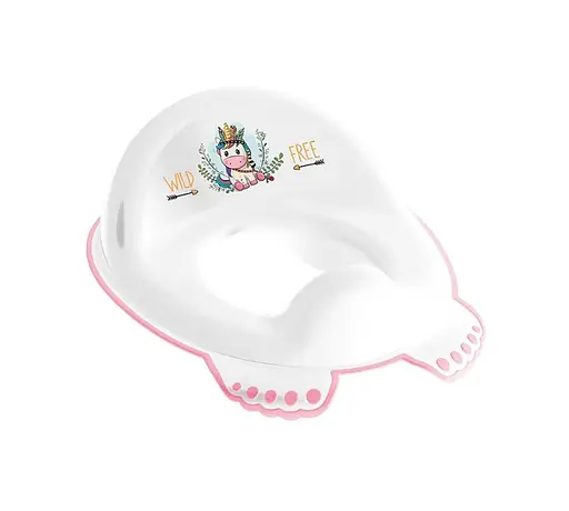 Туалетное противоскользящее сиденье Дикий запад: Единорог, белое с розовым, TEGA