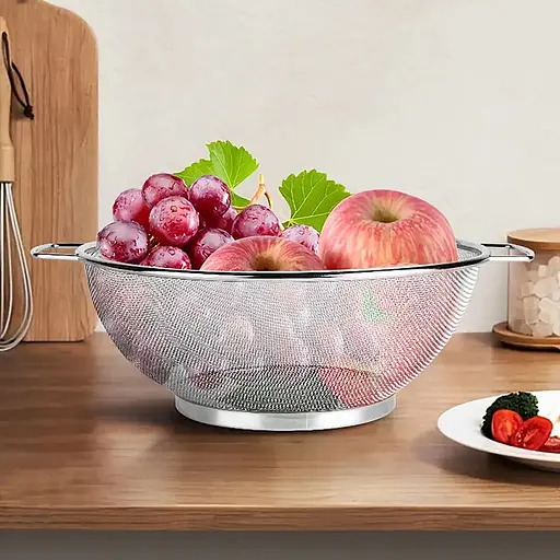 Кухонное сито-дуршлаг из нержавеющей стали с мелкой сеткой и ручками D18 см, Kitchen Master 87737 - фото 4