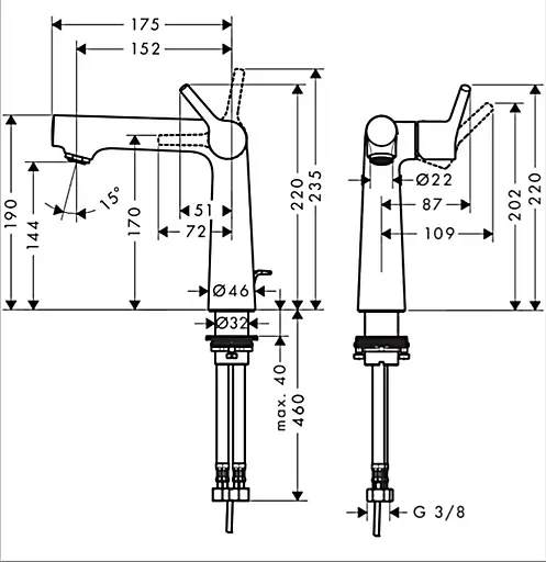 Смеситель для умывальника Hansgrohe Talis S 140 с донным клапаном хром 72113000 Хром - фото 2