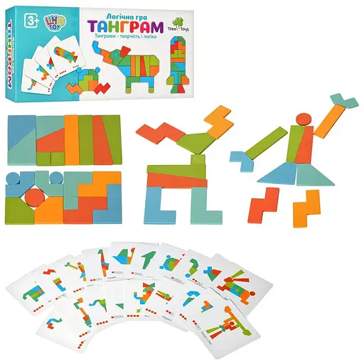 Деревянная игрушка Limo Toy "Танграм" 21 фигура, 20 карточек MD2447