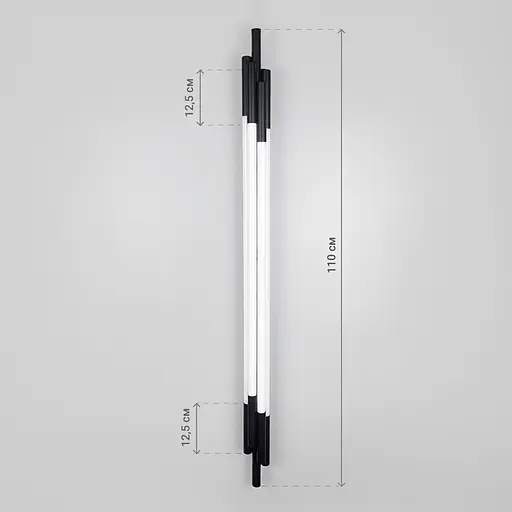 Чорний трубчастий стіновий LED світильник у корпусі 110 см Line F Арт. WJ351/1100 BK - фото 2