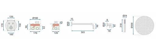 Душова система прихованного монтажу Rea Lungo Miler + Box White Matt 3 термостатом REA-P6614, Білий матовий - фото 8