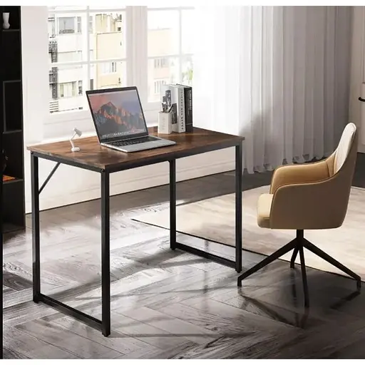 Письменный стол Costway Homart со стальным каркасом коричневый - фото 4