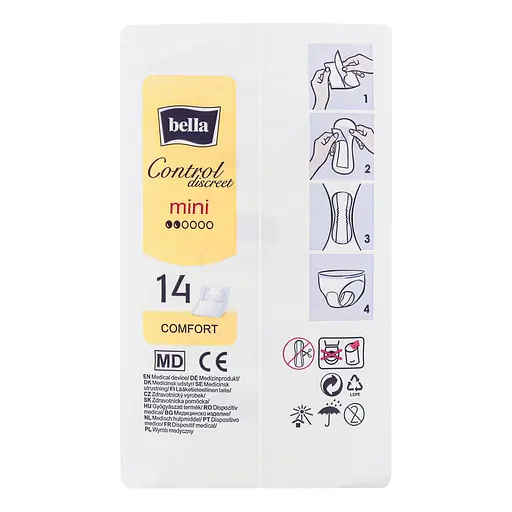 Прокладки урологические Bella Control Discreet Mini 1+1=3 42 шт. (3 уп. х 14 шт.) - фото 7