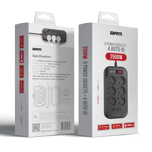 Мережевий фільтр-подовжувач ArmorStandart A-PS64 2m Black (ARM70435) - фото 2