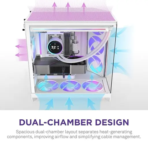 Корпус NZXT H9 Flow RGB Tempered Glass без БП White (CM-H92FW-R1) - фото 7