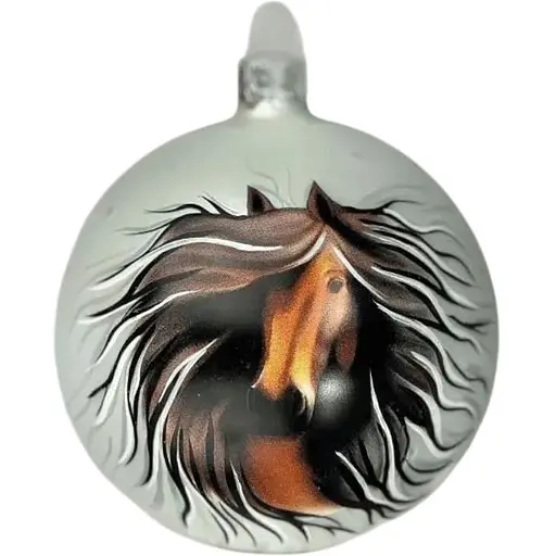 Ялинкова прикраса Санта Шоп Символ 2026 Стрімкий кінь білий скло (4820001180541)