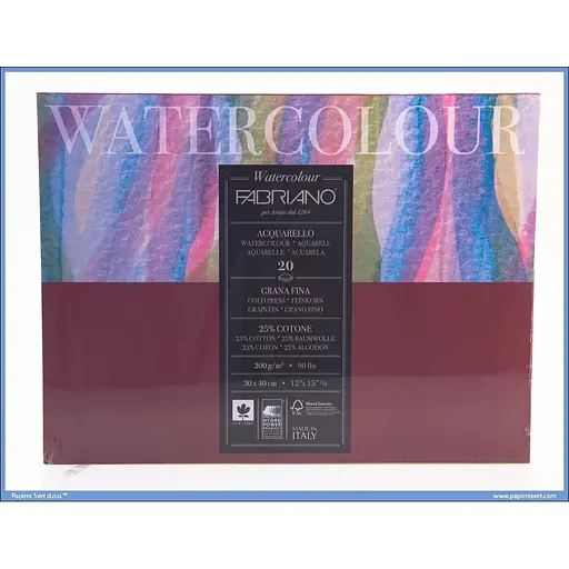 Склейка-блок для акварели Watercolor A3 (29,7х42 см) 200г/м2 20л среднее зерно Fabriano