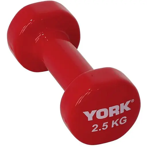 Гантели для фитнеса York Fitness виниловые круглые 2х2,5кг красный - фото 2