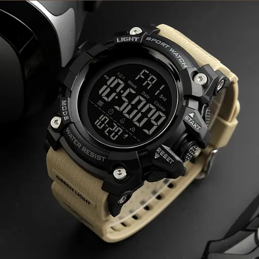 Наручний годинник чоловічий 1384 Black-Khaki Wrisband Skmei acs0030783 - фото 3