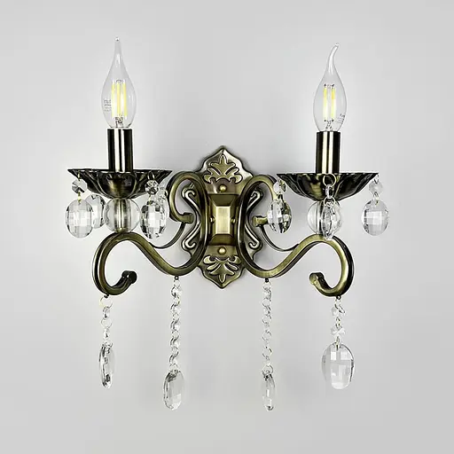 Бра подсвечник Line F на 2 лампы с хрустальными подвесками в бронзовом корпусе Арт. 6071/2 AB - фото 6