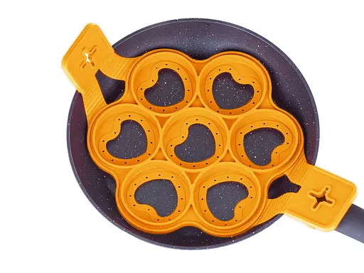 Силіконова форма для приготування оладок і яєчні у формі серця Cake Maker Жовтогарячий, A-plus Помаранчевий 85360 - фото 4