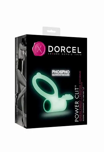 Ерекційне кільце Dorcel Power Clit White Phospho з вібрацією світиться в темряві біле - фото 2