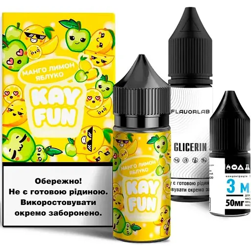 Набір компонентів для самозамісу сольової заправки Flavorlab Kayfun Манго Яблуко Лимон 30 мл, 0-50 мг (18714) - фото 1
