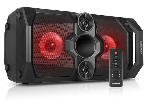 Колонка портативна 2.0 Real-El X-771 Black 2 x 25 Вт пластиковий корпус Bluetooth MicroSD/USB акумулятор 8000 мАг - фото 3