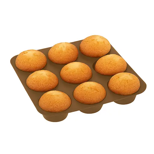 Форма силиконовая на планшете для выпечки кексов и маффинов на 9 ячеек 24.5х24.5х3.5 см, Profsil Коричневый 87154 - фото 1