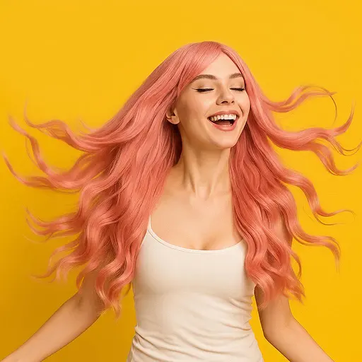 Перука кучерява довга рівний зріз з термоволокна 80 см рожевий - фото 1