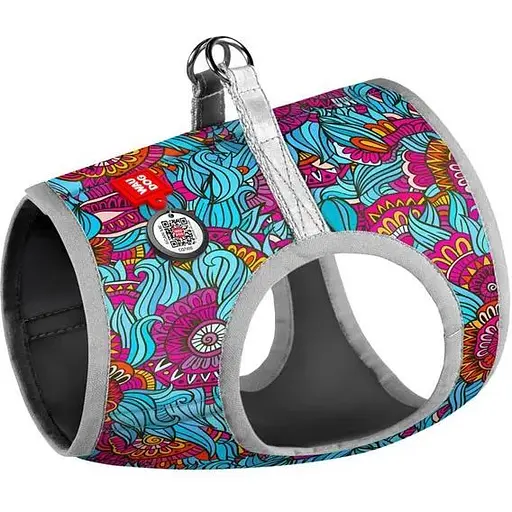 Шлея для собак Waudog Clothes м'яка з QR паспортом, малюнок "Літо", XS2