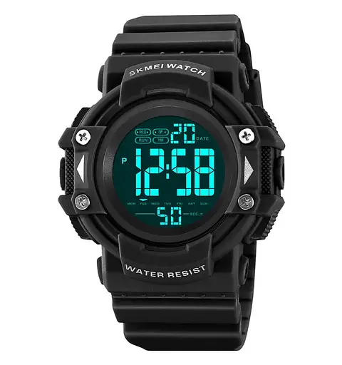 Часы мужские спортивные наручные Skmei 2195 (Черный с черным циферблатом) - фото 3