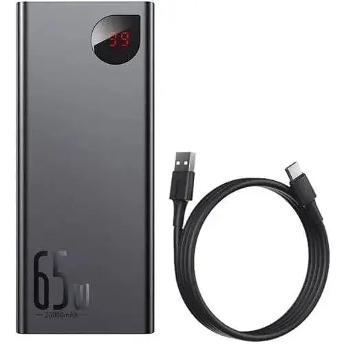 Power Bank Baseus Adaman 20000 мАч 65 Вт с металлическим корпусом и цифровым дисплеем, черный - фото 8