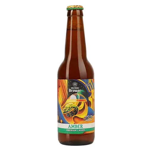 Пиво Volynski Browar Amber, светлое, нефильтрованное, 4,4%, 0,35 л - фото 1