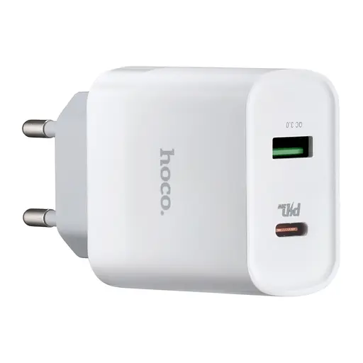 Мережевий зарядний пристрій Hoco C80A Plus Rapido PD20W + QC3.0 charger ( EU ) Білий - фото 1
