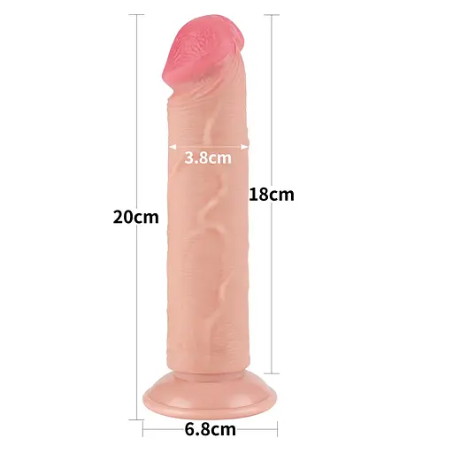 Фаллоимитатор Lovetoy Sliding Skin Dual Layer Dong 8" 20 см телесный - фото 6