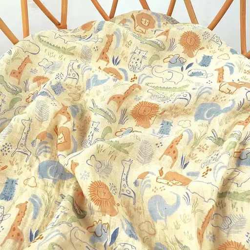 Набір муслінових дитячих пеленальних ковдр OldBro комплект з 2 шт. розмір 100х120 см sunny Jungle - фото 5