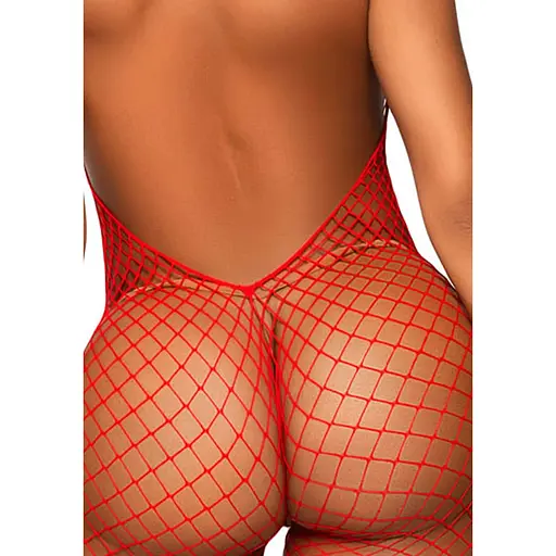 Бодистокинг Leg Avenue Racer neck Bodystocking Red - фото 4