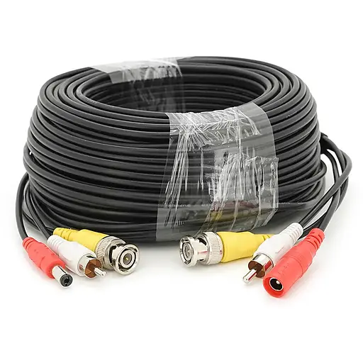 Патчкорд комбинированный коаксиальный + питание + звук BNC + DC + AV 50m, черный