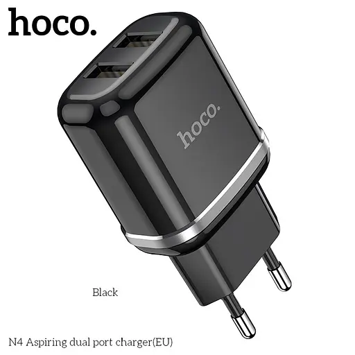 Адаптер питания зарядный HOCO Aspiring dual port charger N4 2 USB-CB сам блок белый - фото 9